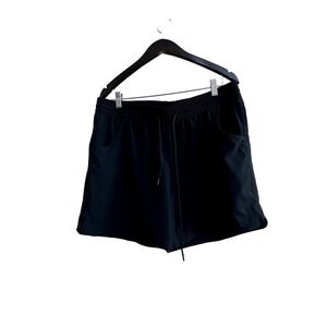 Taya SunXL black shorts with side & back pockets, elastic drawstring waist